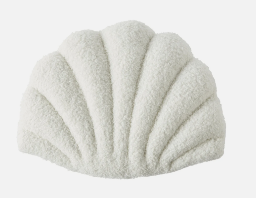 white velvet shell cushion