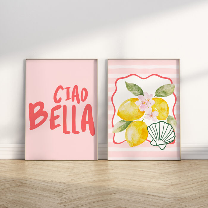 ciao bella italian nursery wall art, lemon wall art, trendy coastal nursery printables